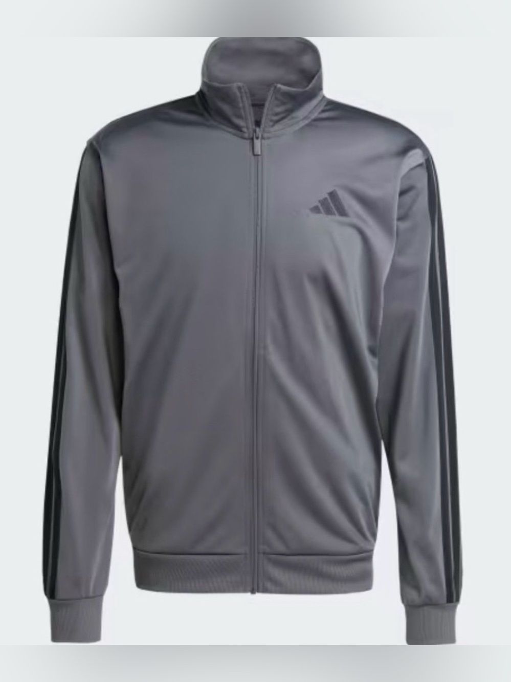 NWT Adidas Men 3-Stripes Tricot Regular Sportswear Track Jacket. Grey/Black, 2XL